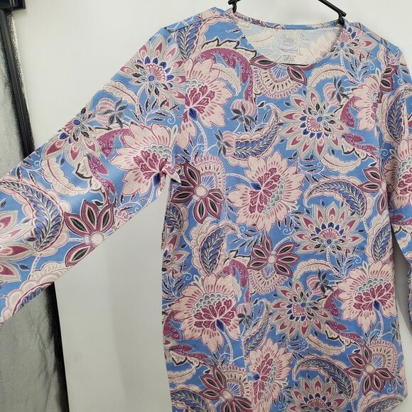 Pure Jill Long Sleeve Shirttail Tee Women Size Small NWT Pima Cotton Crew Neck - Picture 4 of 14